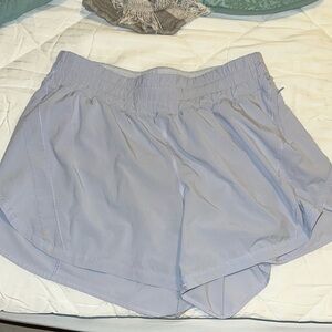 Lululemon size 12 light blue hotty hot 4 inch high-rise lined shorts